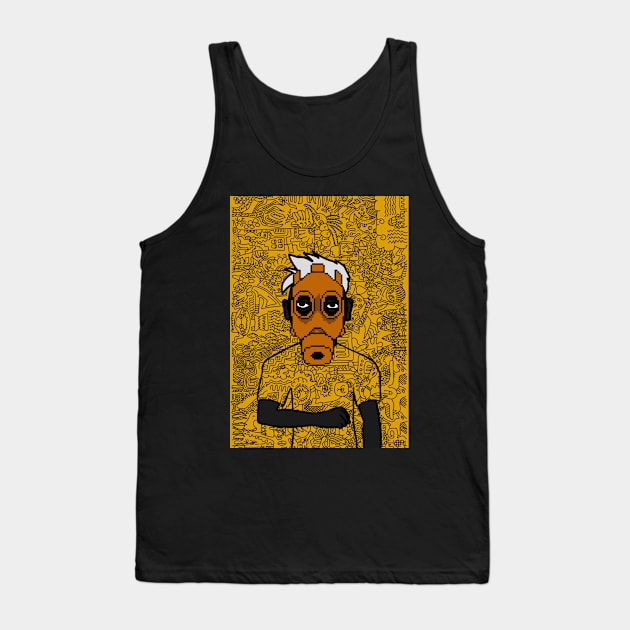 Pixelated Male Digital Collectible - Character with MaleMask, PixelEye Color, and DarkSkin on TeePublic Tank Top by Hashed Art